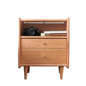 Mesita de noche moderna minimalista de madera maciza con almacenamiento, mueble de dormitorio para uso doméstico - Product Image 5