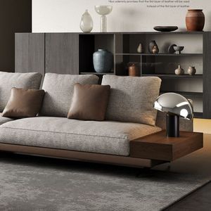 Italian Minimalist Fabric <b>Sofa</b> Solid <b>Wood</b> <b>Frame</b> Coffee Gray Velvet Living Room Furniture - Product Image 4