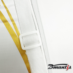 กระเป๋าใส่ไม้แบดมินตันเดี่ยว Dmantis รุ่น 420D สีขาว ปลอกหุ้มบาง ดีไซน์ลาย <span class=keywords><strong>Swoosh</strong></span> สีทอง รับผลิตตามแบบ (OEM) ขายส่ง รหัส DB003 - Product Image 5