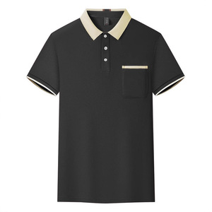 Polo uni avec bordure contrastée en polyester à manches courtes pour usage quotidien - Product Image 2