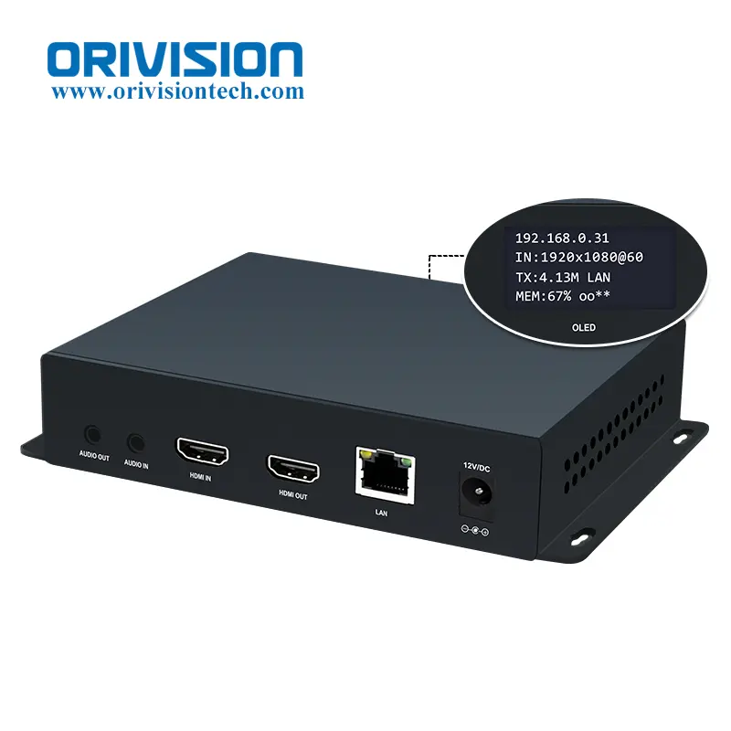 Orivision encoder de vídeo para hdmi h265, encodificador de vídeo para transmissão ao vivo, oled srt, rtsp, rtmp