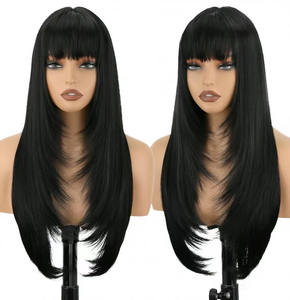 Perruques longues et lisses à dégradé brun avec frange, bouclées naturellement, styles brésiliens et vietnamiens pour femmes noires, vente en gros d'usine - Product Image 2