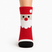 Chaussettes en chenille duveteuse de Noël, série animaux (Père Noël, renne, ours), en peluche, confortables, fantaisie, chaudes, pour les fêtes