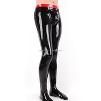 Mens latex Trousers rubber jeans in black
