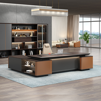 Meubles de bureau en bois de luxe en forme de L, bureau moderne pour manager, bureau de PDG, bureau de patron, bureaux de direction