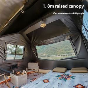 2-In-1 Oxford Outdoor Camping <b>Tent</b> Quick-Open <b>Canopy</b> Four-Season Double Layer 2000-3000Mm Waterproof Large Black Rubber - Product Image 4