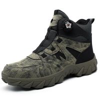 Nouvelles chaussures de sécurité pour hommes à bouton rotatif tendance, semelle extérieure en caoutchouc de haute qualité, embout en acier, chaussures de travail résistantes à l'usure