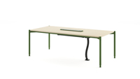 Table de conférence rectangulaire moderne en MFC avec prises électriques intégrées, structure métallique, pour bureau professionnel et salle de réunion, garantie 3 ans