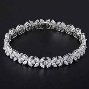 Moissanite Marquise Cut Floral Butterfly Tennis Bracelet 925 Sterling Silver Plated Trendy Sparkle Jewelry Anniversary - Product Image 4