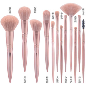 Makeup <b>Brush</b> Set 12Pcs Synthetic Fiber <b>Round</b> Bristle Plastic Handle For Eye Shadow Powder Application - Product Image 2