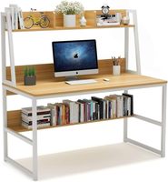 Bureau d'angle pour ordinateur de chambre à coucher, bureau de travail à domicile avec étagère pour la maison