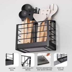 <b>Wall</b> Mounted Cutlery Rack Drainer Multi Functional Kitchen Storage Organizer For Countertop And <b>Wall</b> Placement - Product Image 2