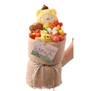 All'ingrosso 2024 regalo di san valentino fatto a mano Bouquet lavorato a maglia Crochet fiore orso bambole Bouquet con luci di stringa di fata
