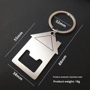 Custom Household Small <b>Gift</b> House Shape Hot Sale Custom Souvenir Bottle Beer Opener Metal Keychain - Product Image 5