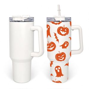 Vaso de Viaje Personalizado de Acero Inoxidable de Alta Calidad de 40 oz, Sublimable, con Asa y Pajita, Brillante en la Oscuridad - Product Image 3