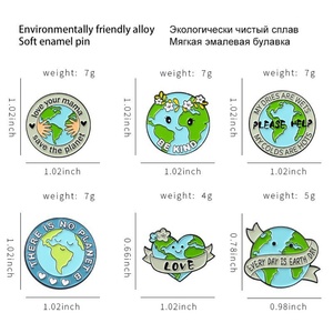Factory Price Protect the Earth Brooches Green Round Environmental Protection Metal Craft Gift <b>Badges</b> Medals Lapel <b>Pins</b> - Product Image 3