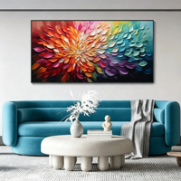Peinture à l'huile florale, tenue d'artiste bohème, paysage botanique de fleurs épanouies, décoration murale pour salon