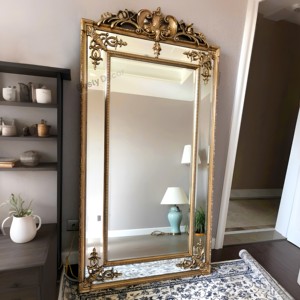 Grand miroir sur pied de luxe doré, décoratif pour la maison, avec cadre en bois, grand miroir pleine longueur pour salon, miroir vintage pleine longueur - Product Image 3