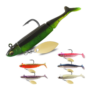 Señuelo de Pesca de 20g, Tipo Minnow Negro, Articulado, con Cola de Paleta, de Plástico Suave, con Cabeza de Jig - Product Image 1