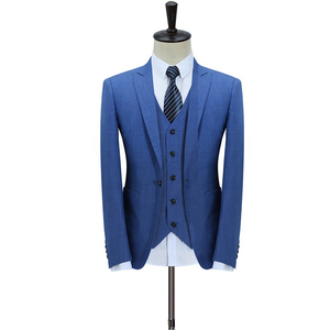 Signori della moda Blu Abiti Da Uomo 3 Pezzi Da Uomo Su Misura Abiti Da Sposa In Tessuto Top Vestiti di Affari Da Cerimonia Nuziale Convenzionale Del Partito di Formato Personalizzato TR - Product Image 4