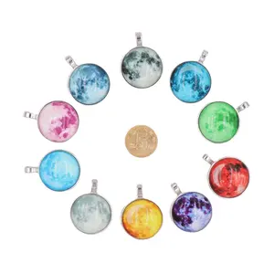 New Arrival Glowing Jewelry Full Moon Necklace Handmade Glass Dome Lunar Necklace Glow in the dark Pendant Jewelry