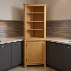 Gabinete Esquinero de Madera de Roble Macizo de 23.2x14.1x70.8 Pulgadas para Almacenamiento en la Cocina, Diseño Moderno - Product Image 2