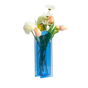 Concise Estilo Acrílico Colorido Limpar Flor Vaso Recipiente Nórdico Minimalismo Iridescente Vaso Para Flores Secas Home Decor