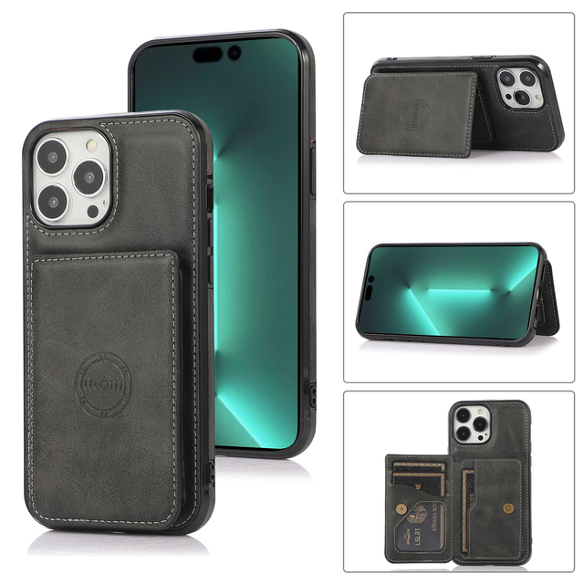 Pu Leather Phone Case Wallet Card Bag Magnetic for Car Holder Vintage Protective Cover for Iphone 6 7 8 Plus 12 13 14 Pro Max