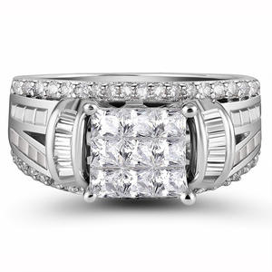 Bague en diamant taille princesse Q001, or blanc, couleur D naturelle, bijoux de fiançailles pour femmes - Product Image 3