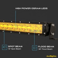 Feu arrière LED jaune, 1 rangée, 20 pouces, accessoires pour camion, décoration de voiture, pour brouillard, pluie et neige, vente en gros, expédition en chine