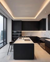 Dernière Génération de Meubles de Cuisine Modulaires Modernes avec Système LED Automatique Tactile (Marche/Arrêt), Conception Écologique et Ignifuge, Incluant un Tiroir Coulissant