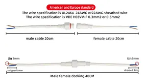 DC branco plugue macho e fêmea impermeável, fiação conector de aviação ao ar livre, cabo de alimentação LED, 2 núcleos, 3 núcleos, 4 núcleos, 5 núcleos