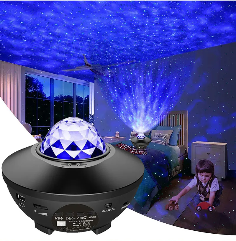 Smart lighting Starry Projector Galaxy Night Light with Ocean Wave Music Speak Built-in Bluetooth-Speaker led night light table