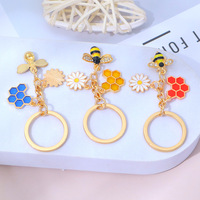 Charmant porte-clés mignon en métal émaillé 3D en forme d'abeille pour sac