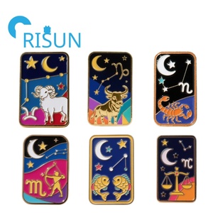 Astrologia capricorno Libra Aries spilla stropicciante segno astrologico costellazione spille in smalto distintivi personalizzato stella segno zodiacale - Product Image 1