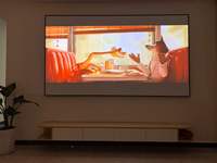 Écran de projecteur 135 pouces blanc à cadre fixe, tissu acoustique transparent tissé, 16:9, mural, pour projecteur de films 4K