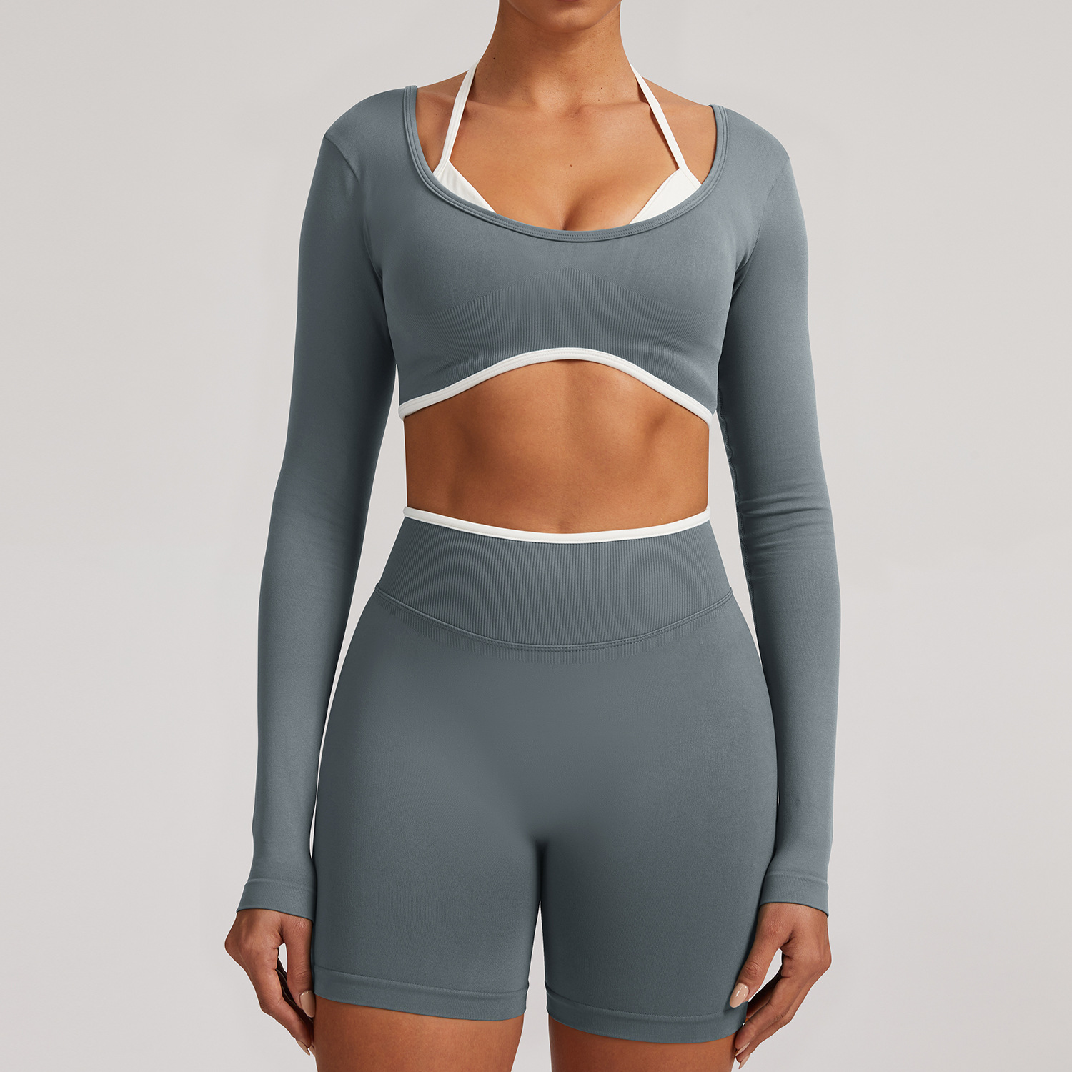 Quick Dry for Two-Piece Yoga Top for Women with Front Logo-Athletic Running & Training Top