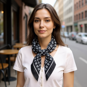 Foulard quadrato 70x70 cm con motivo a lettera G, accessorio moda per donna - Product Image 2