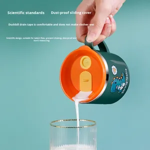 Tasse à lait pour enfants en acier inoxydable 316, motif dessin animé, avec échelle graduée, double paroi, paille intégrée, pour l'apprentissage de la boisson du bébé, pour lait et eau, utilisation directe - Product Image 3