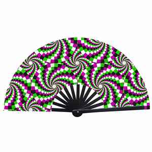 Large Rave Bamboo Bone Kung Fu Foldable <b>Hand</b> Fan Gilltering Folding Clack <b>Hand</b> Fans With Holster - Product Image 1