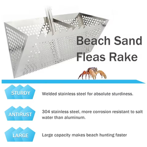 Râteau à <span class=keywords><strong>sable</strong></span> <span class=keywords><strong>de</strong></span> plage professionnel en aluminium, long et robuste, avec poignée, 16 pouces - Product Image 5