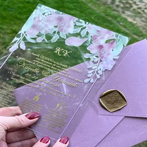Custom design Wholesale Luxury UV Printing Acrylic Wedding Invitation Card Wedding Invitation for Party