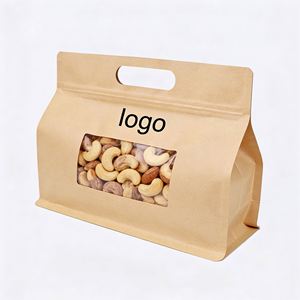 Custom Recycled Brown Kraft Paper <b>Zip</b> <b>Lock</b> <b>Bag</b> With Die Cut Handle & Window Ideal for Food & Snack Packaging - Product Image 1