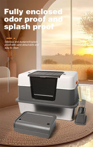 Haustier zubehör aus Edelstahl Hohe, spritz feste Katzen toilette mit Griffs chaufel und leicht zu reinigender Fußbrett schaufel - Product Image 6