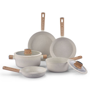 Nhà máy-giả mạo nhôm đồ nấu nướng với không dính đá cẩm thạch lớp phủ <span class=keywords><strong>Bakelite</strong></span> và cảm ứng mềm mại xử lý Pan Set - Product Image 1