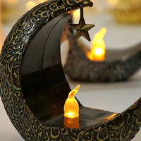 Petite Lampe Lune Étoile Musulmane Islamique Nicro, Faite à la Main, pour Cadeau Ramadan, Lanterne Suspendue Décorative, Bougie LED Électrique pour l'Aïd