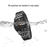 Montre à quartz personnalisée SINOBI pour couple, OEM, bracelet en acier inoxydable de luxe, double calendrier, montre-bracelet pour homme et femme