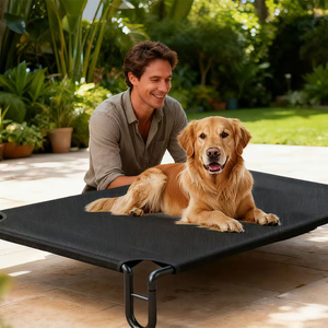 Outdoor Portable Travel Metal Erhöhtes weiches Bett für Haustiere Komfort im modernen Stil mit massivem Mesh-Design Umwelt freundlicher Karton - Product Image 2