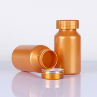 PET Orange Food Grade 200ml Suplemento Cápsulas de vitamina Tableta Botella de plástico con tapa superior abatible personalizada Tapa metálica