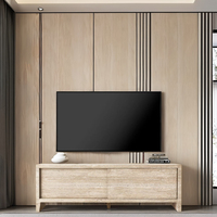 FERLY American Luxury Modernes Wohnzimmer Massivholz Natur Travertin Panel Eiche Furnier Schrank Mit Schindel Medien konsole